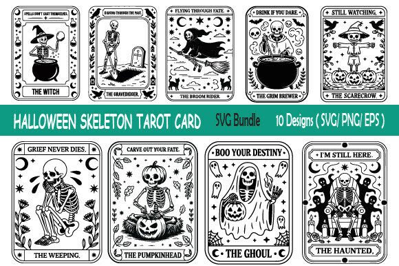 Halloween Skeleton Tarot Card – SVG PNG
