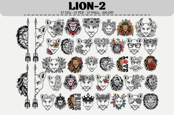 Lion Clipart Bundle – 37 Designs