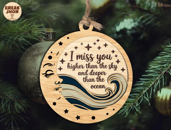 Miss You Ocean Moon SVG Ornament